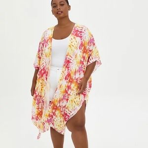 Nwt torrid pink and yellow tiedye duster kimono size 1x 14-16